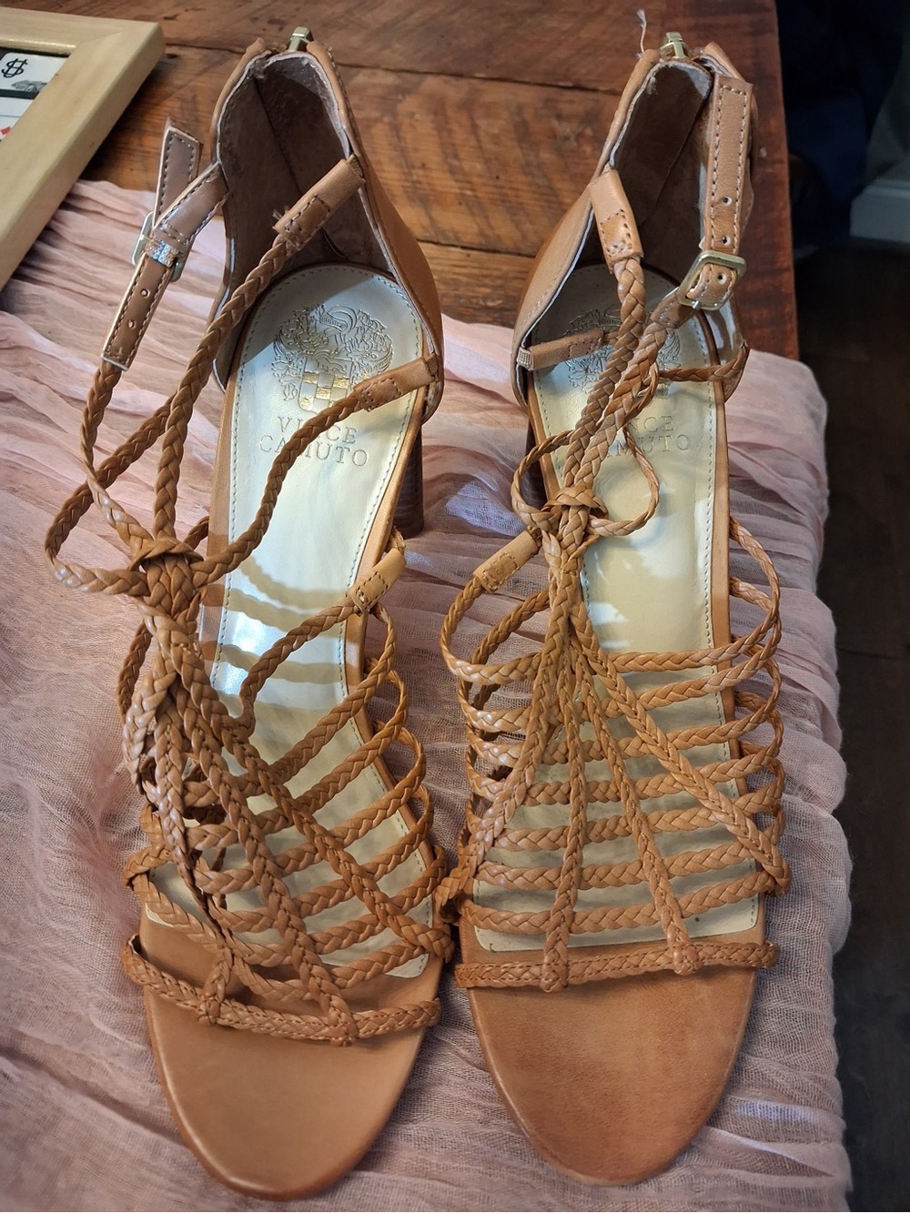 Vince Camuto Braided Strappy Sandals in Tan